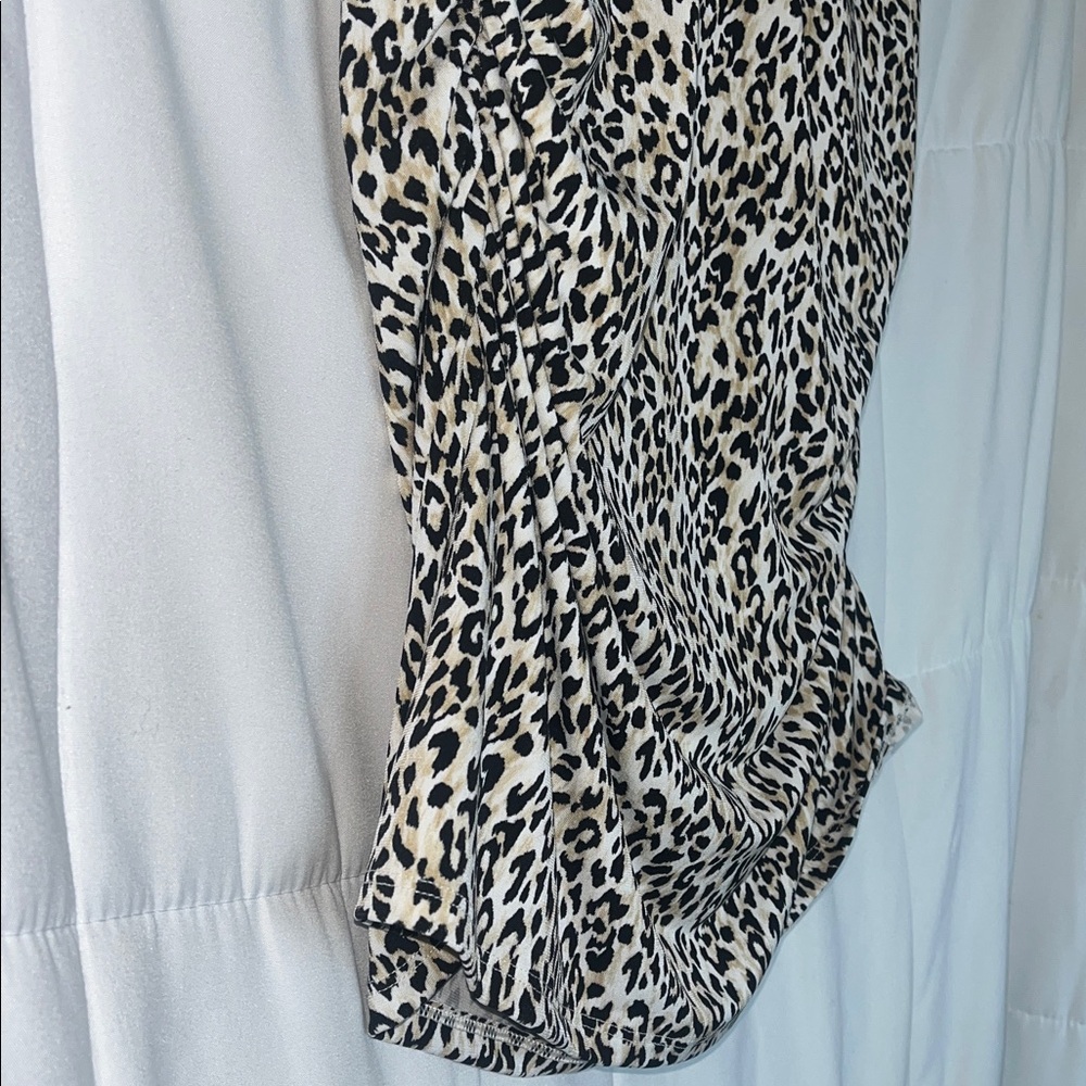 NWT WHBM Surpliced Leopard Print Ruched Side Stretch Cami Tank Blouse S - Picture 8 of 8